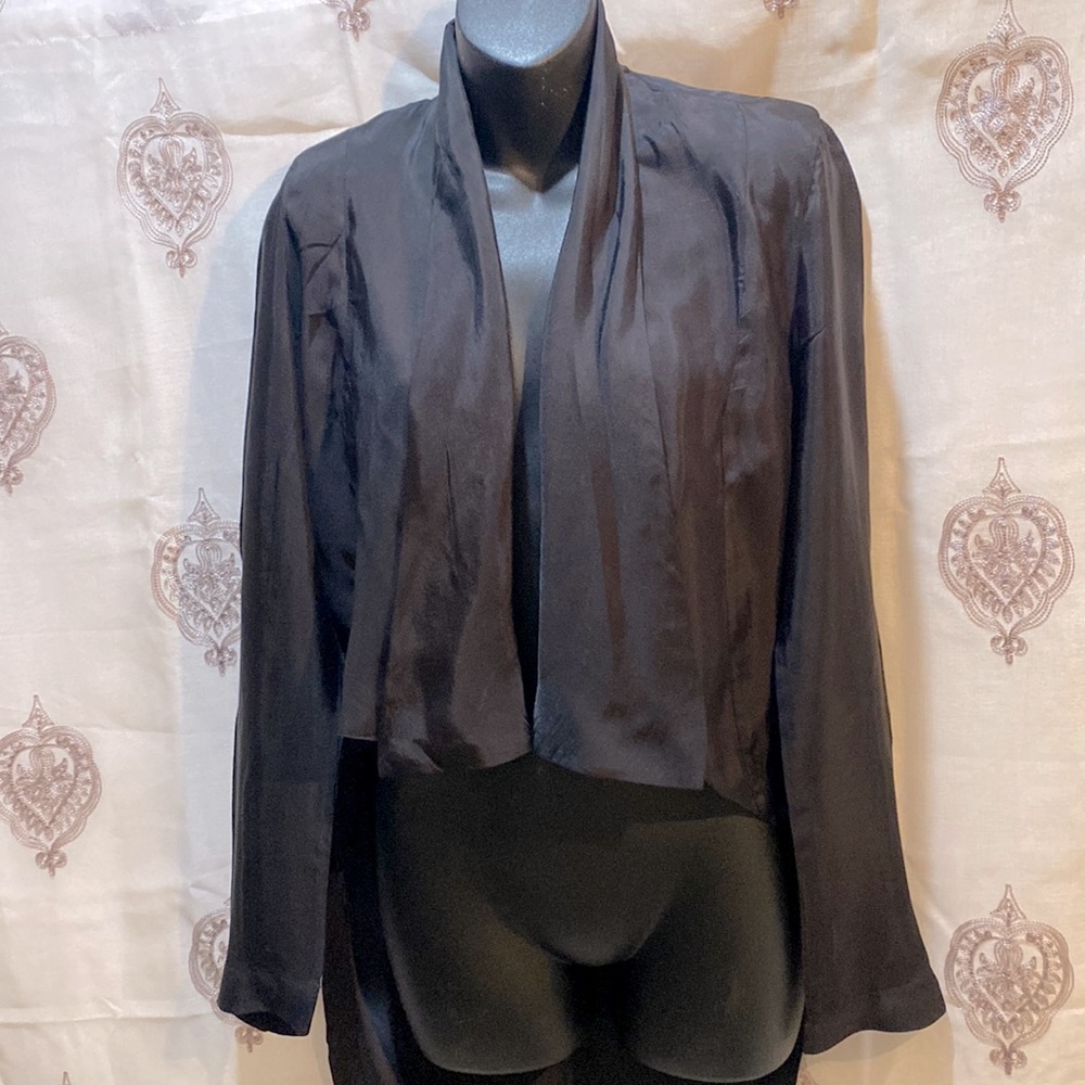 SOMETHING ELSE by Natalie Wood BLACK TUXEDO STYLE OPEN-FRONT JACKET/TOP SZ M
